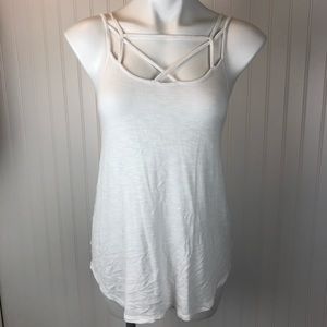 White Crossed String Tank